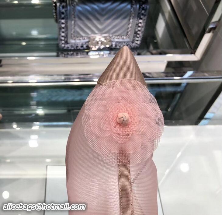 Imitation Chanel Mesh and Grosgrain Short Boots G34544 Pink 2019