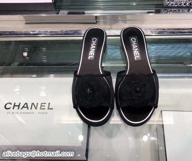 Cheapest Chanel Mesh and Grosgrain Mules G34542 Black 2019