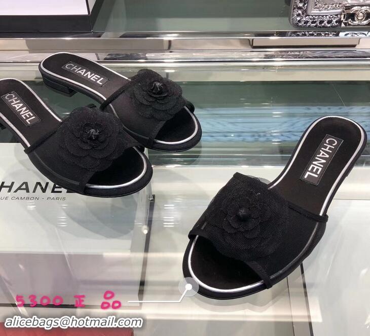 Cheapest Chanel Mesh and Grosgrain Mules G34542 Black 2019