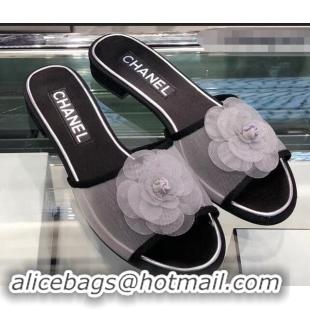 OUTLETS Chanel Mesh and Grosgrain Mules G34542 Gray ​2019