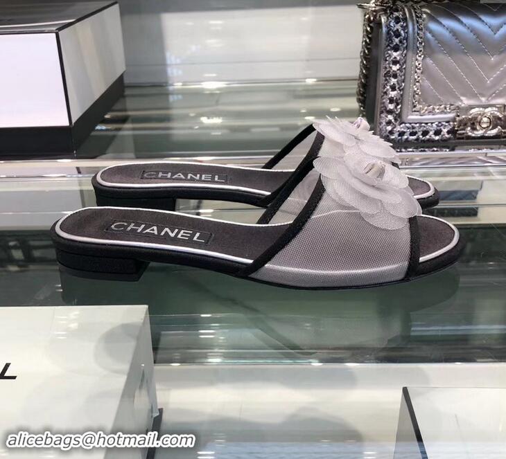 OUTLETS Chanel Mesh and Grosgrain Mules G34542 Gray ​2019