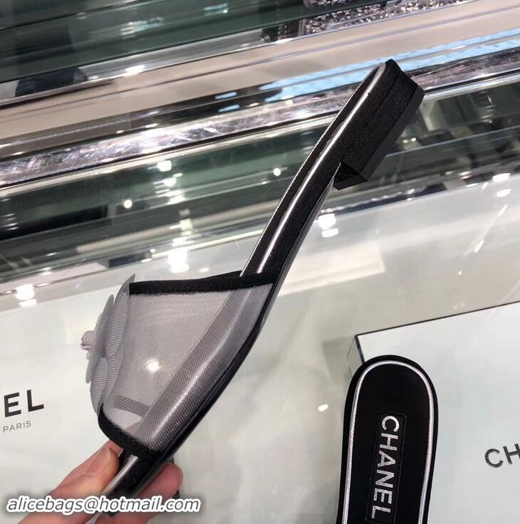 OUTLETS Chanel Mesh and Grosgrain Mules G34542 Gray ​2019