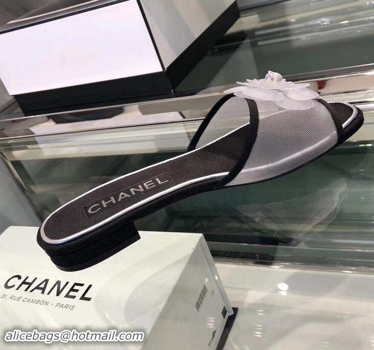 OUTLETS Chanel Mesh and Grosgrain Mules G34542 Gray ​2019