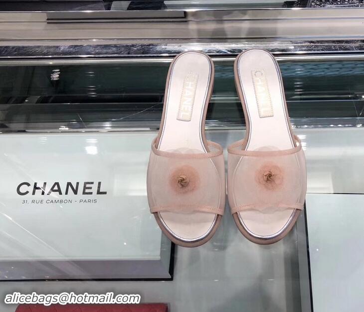 Come Low Chanel Mesh and Grosgrain Mules G34542 Pink ​2019