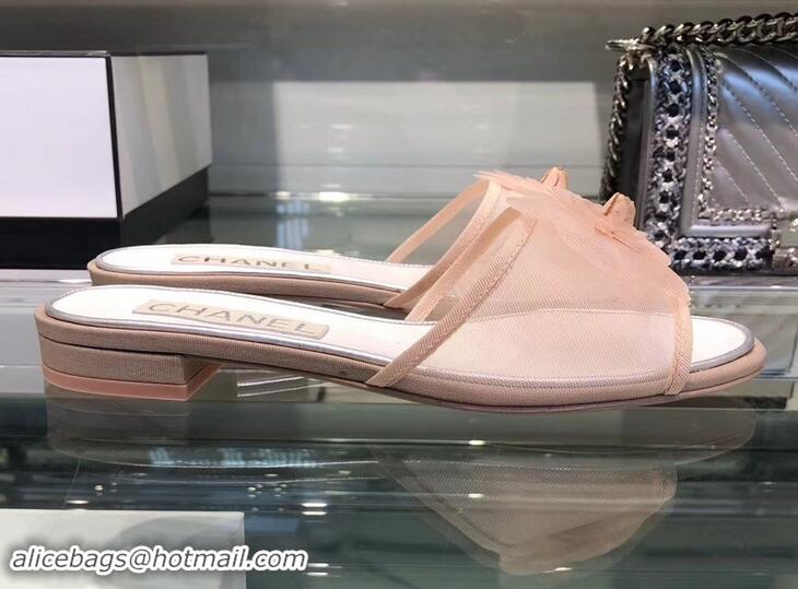 Come Low Chanel Mesh and Grosgrain Mules G34542 Pink ​2019