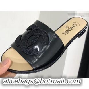 High Quality Chanel Stitching CC Logo Mules G41801 Black 2019