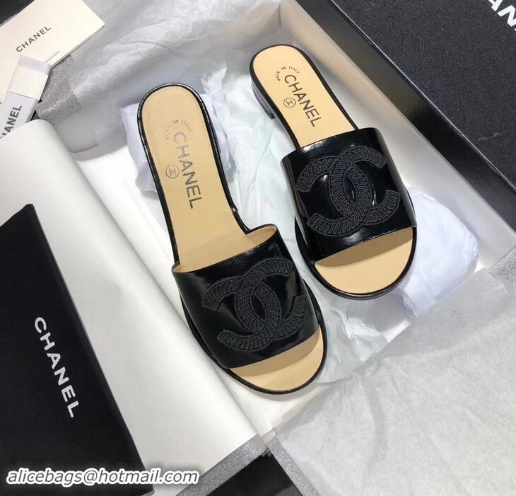 High Quality Chanel Stitching CC Logo Mules G41801 Black 2019