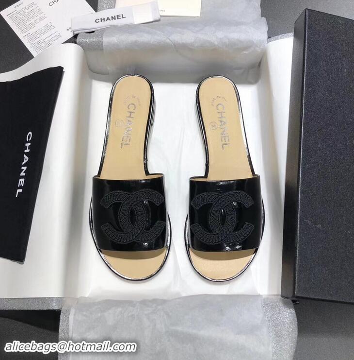 High Quality Chanel Stitching CC Logo Mules G41801 Black 2019