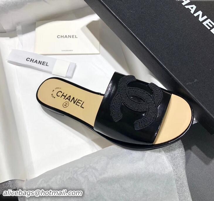 High Quality Chanel Stitching CC Logo Mules G41801 Black 2019