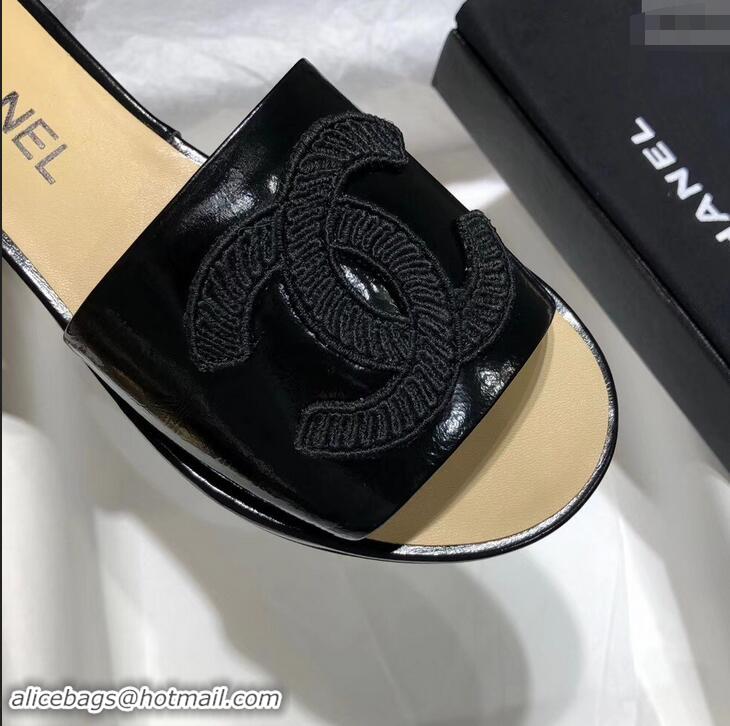 High Quality Chanel Stitching CC Logo Mules G41801 Black 2019