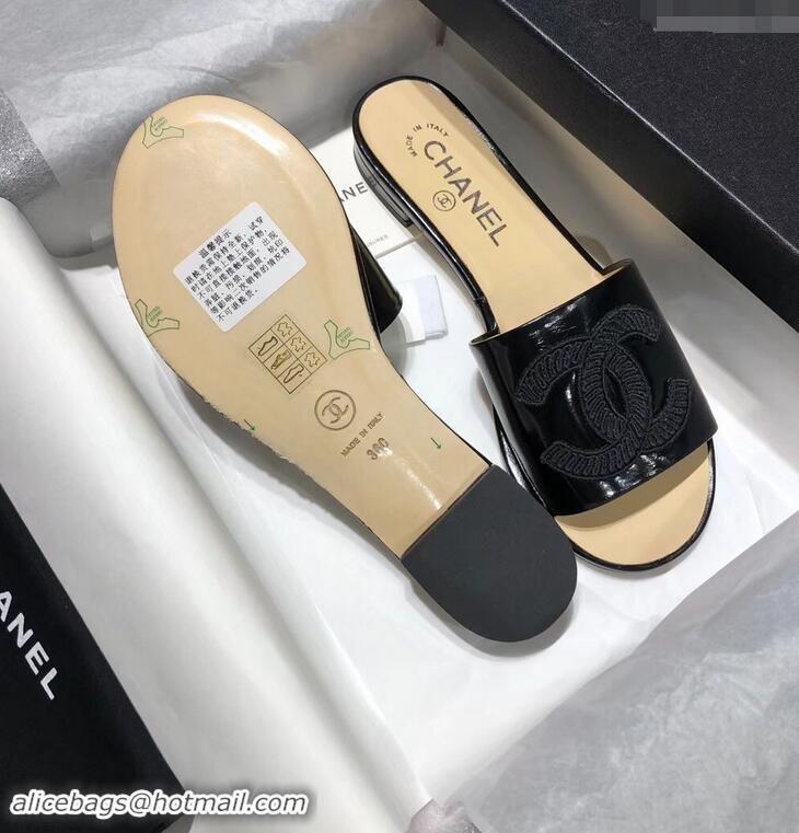 High Quality Chanel Stitching CC Logo Mules G41801 Black 2019