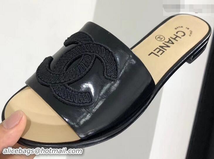 High Quality Chanel Stitching CC Logo Mules G41801 Black 2019