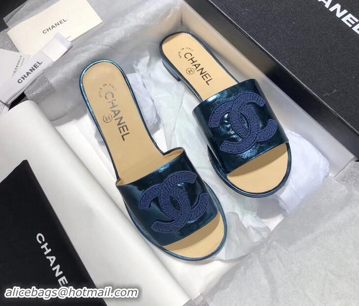 Specials Chanel Stitching CC Logo Mules G41801 Blue ​2019