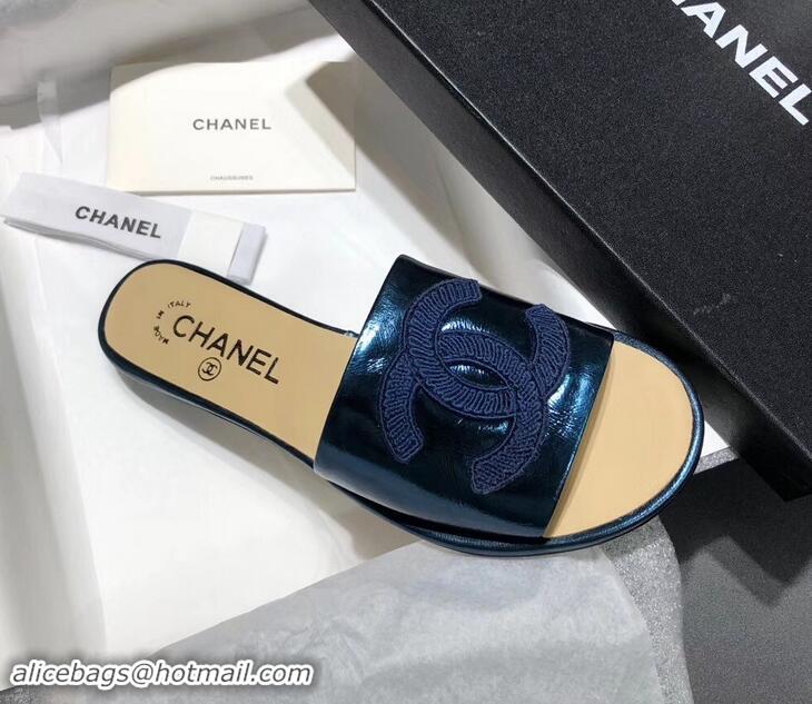 Specials Chanel Stitching CC Logo Mules G41801 Blue ​2019