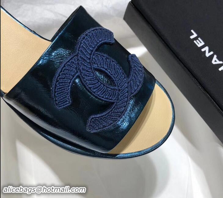 Specials Chanel Stitching CC Logo Mules G41801 Blue ​2019