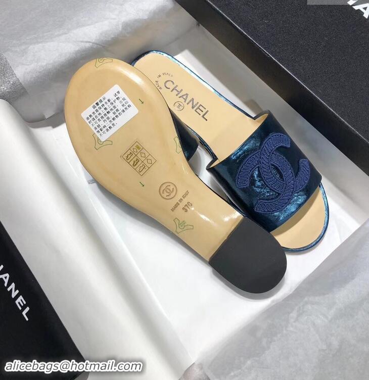 Specials Chanel Stitching CC Logo Mules G41801 Blue ​2019