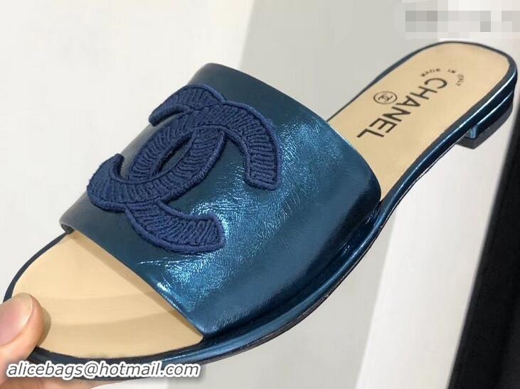 Specials Chanel Stitching CC Logo Mules G41801 Blue ​2019