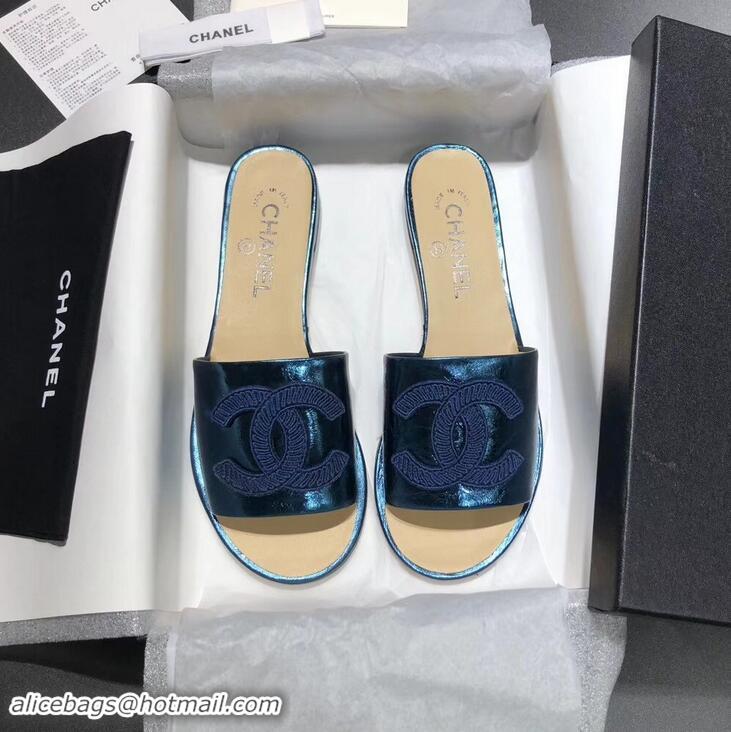 Specials Chanel Stitching CC Logo Mules G41801 Blue ​2019