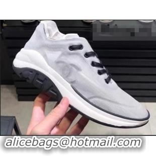 Classic Hot Chanel Mesh and Fabric Sneakers G34763 Gray 2019