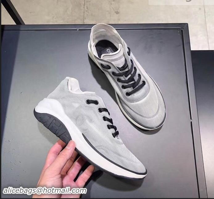 Classic Hot Chanel Mesh and Fabric Sneakers G34763 Gray 2019