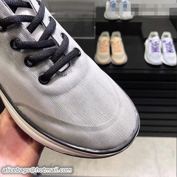 Classic Hot Chanel Mesh and Fabric Sneakers G34763 Gray 2019