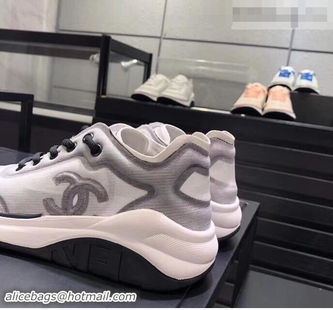 Classic Hot Chanel Mesh and Fabric Sneakers G34763 Gray 2019