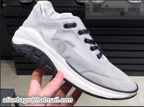 Classic Hot Chanel Mesh and Fabric Sneakers G34763 Gray 2019