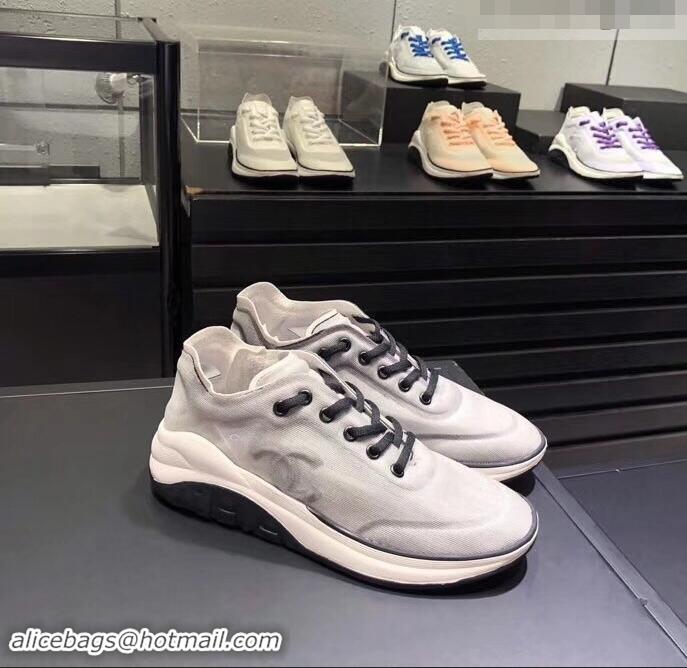 Classic Hot Chanel Mesh and Fabric Sneakers G34763 Gray 2019