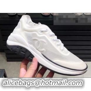 Buy Cheap Chanel Mesh and Fabric Sneakers G34763 White 2019