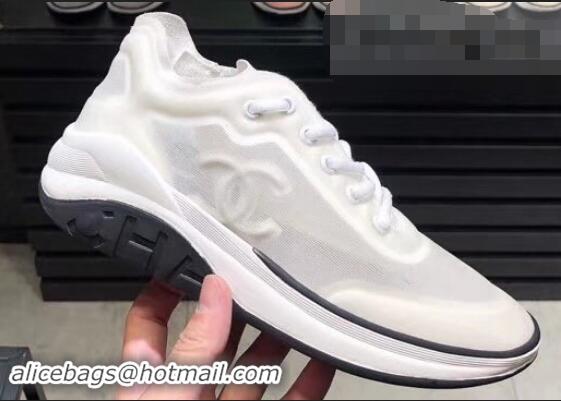 Buy Cheap Chanel Mesh and Fabric Sneakers G34763 White 2019