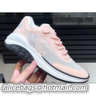 Feminine Chanel Mesh and Fabric Sneakers G34763 Nude Pink 2019