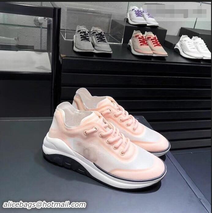 Feminine Chanel Mesh and Fabric Sneakers G34763 Nude Pink 2019