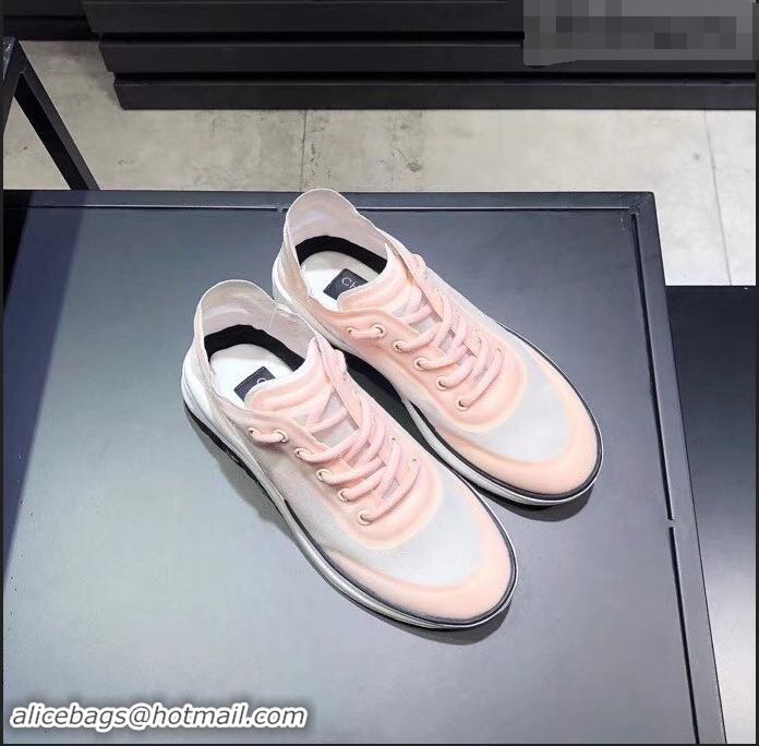 Feminine Chanel Mesh and Fabric Sneakers G34763 Nude Pink 2019