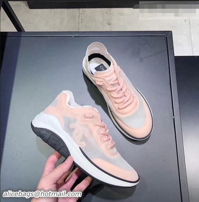 Feminine Chanel Mesh and Fabric Sneakers G34763 Nude Pink 2019