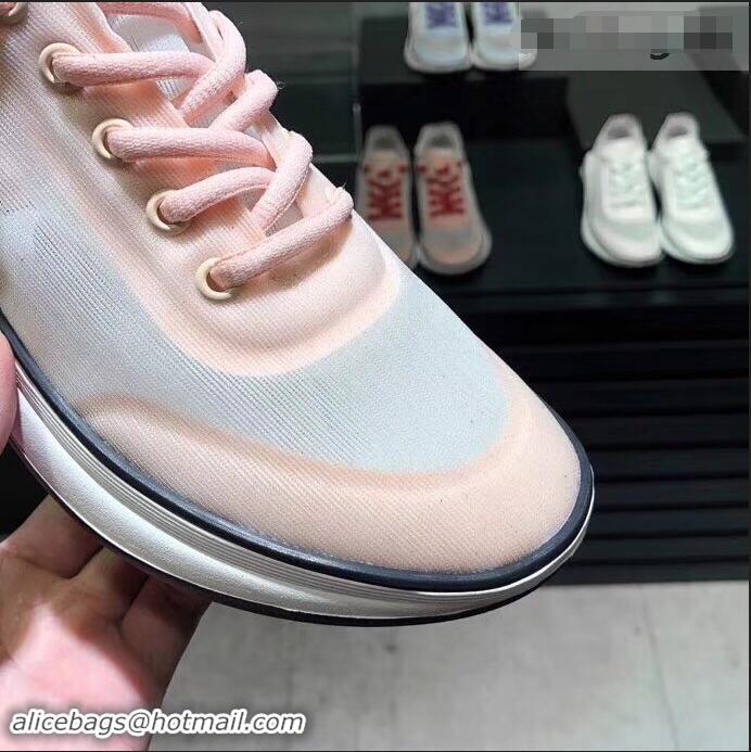 Feminine Chanel Mesh and Fabric Sneakers G34763 Nude Pink 2019