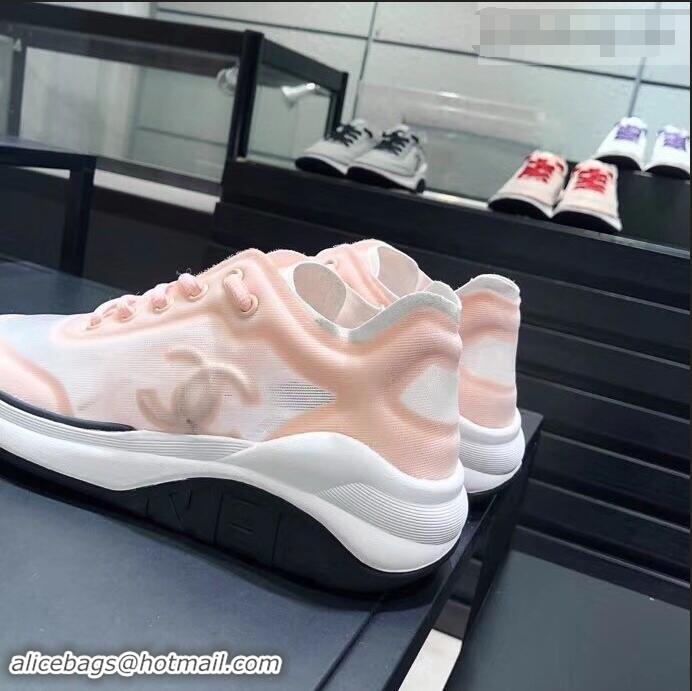 Feminine Chanel Mesh and Fabric Sneakers G34763 Nude Pink 2019