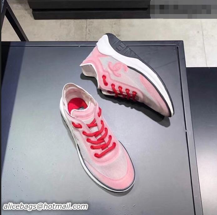 Popular Style Chanel Mesh and Fabric Sneakers G34763 Pink 2019