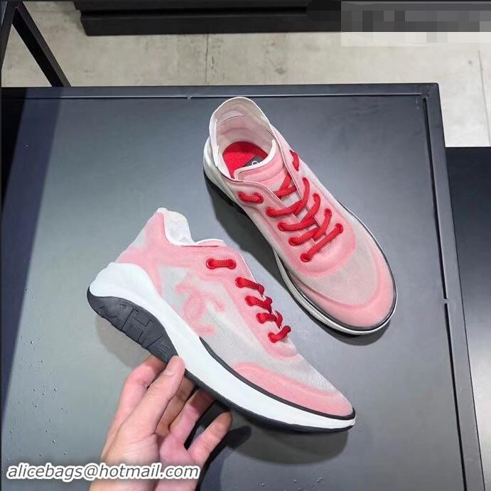 Popular Style Chanel Mesh and Fabric Sneakers G34763 Pink 2019