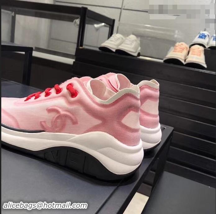 Popular Style Chanel Mesh and Fabric Sneakers G34763 Pink 2019