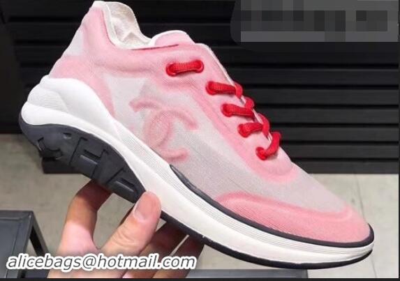 Popular Style Chanel Mesh and Fabric Sneakers G34763 Pink 2019