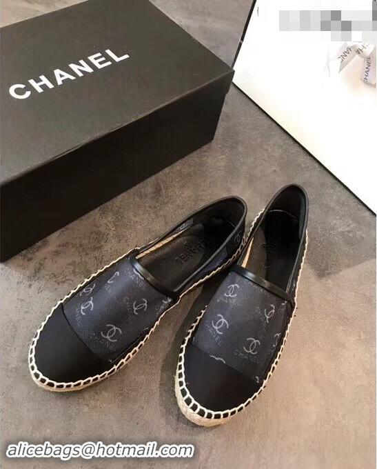 Trendy Design Chanel All Over Logo Espadrilles G42334 Black 2019