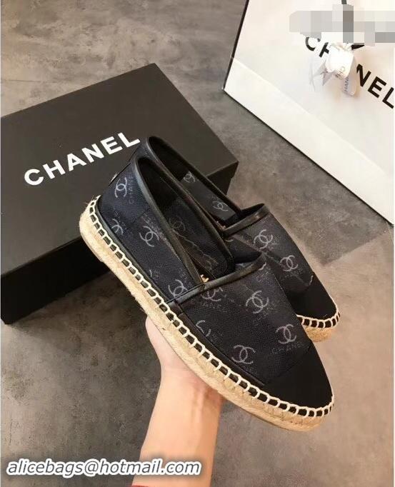 Trendy Design Chanel All Over Logo Espadrilles G42334 Black 2019