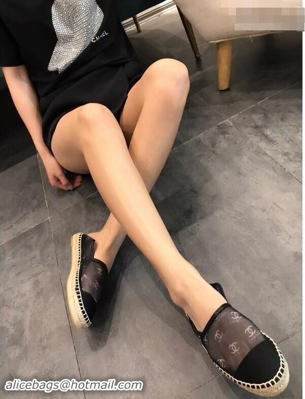 Trendy Design Chanel All Over Logo Espadrilles G42334 Black 2019