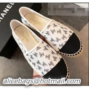 Well Crafted Chanel All Over Logo Espadrilles G42335 White 2019