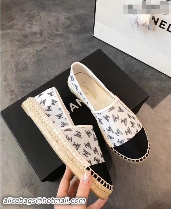 Well Crafted Chanel All Over Logo Espadrilles G42335 White 2019