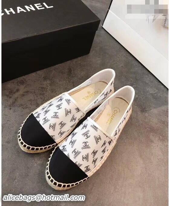 Well Crafted Chanel All Over Logo Espadrilles G42335 White 2019