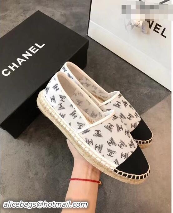 Well Crafted Chanel All Over Logo Espadrilles G42335 White 2019