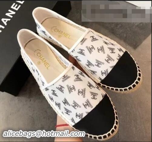 Well Crafted Chanel All Over Logo Espadrilles G42335 White 2019