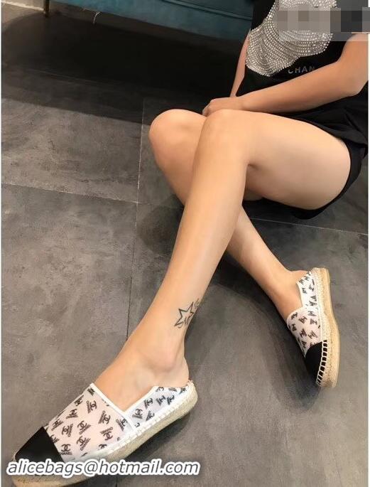 Well Crafted Chanel All Over Logo Espadrilles G42335 White 2019