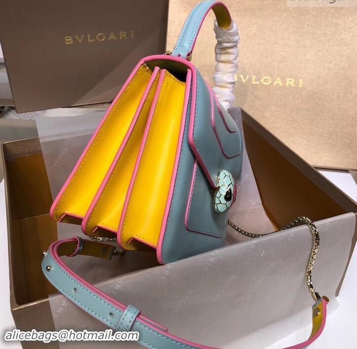 Purchase Bvlgari Serpenti Forever 18cm Crossbody Bag B42631 Sky Blue/Yellow 2019